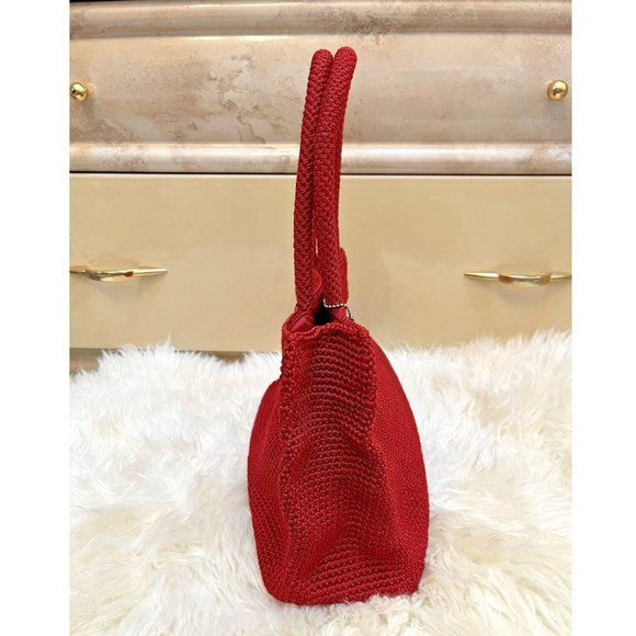 VINTAGE BOHO INDIE RUSTIC COTTAGE CORE THE SAK RED CROCHET HAND BAG TOTE PURSE - Picture 6 of 10